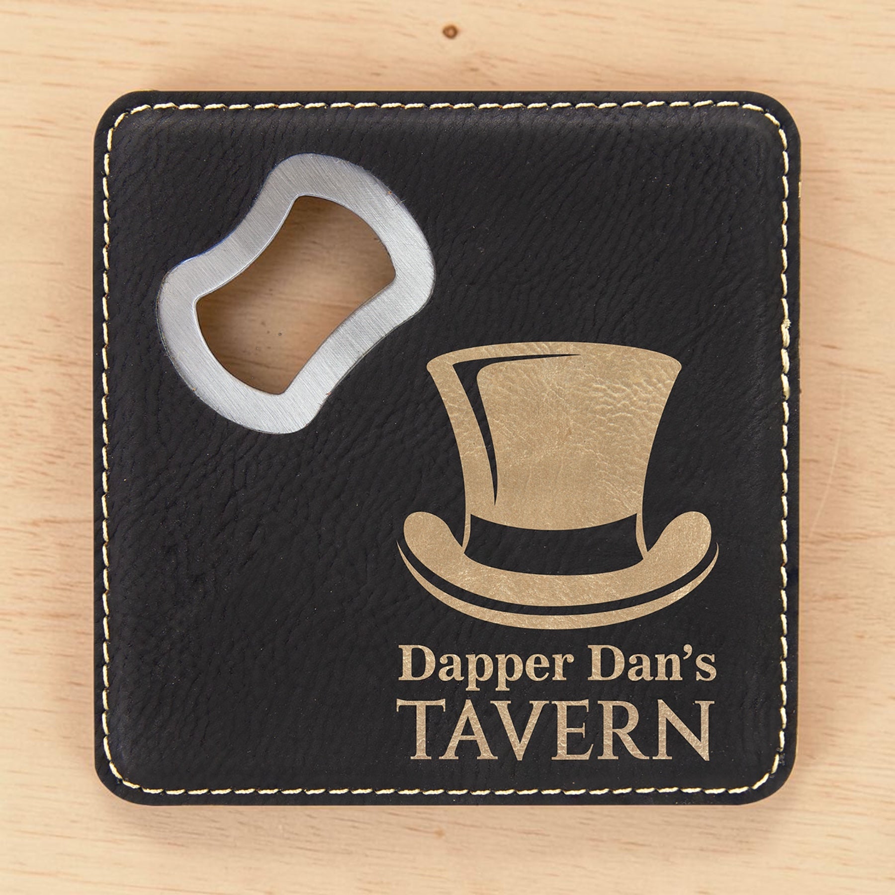 Leatherette Opener Coasters (Set of 4)