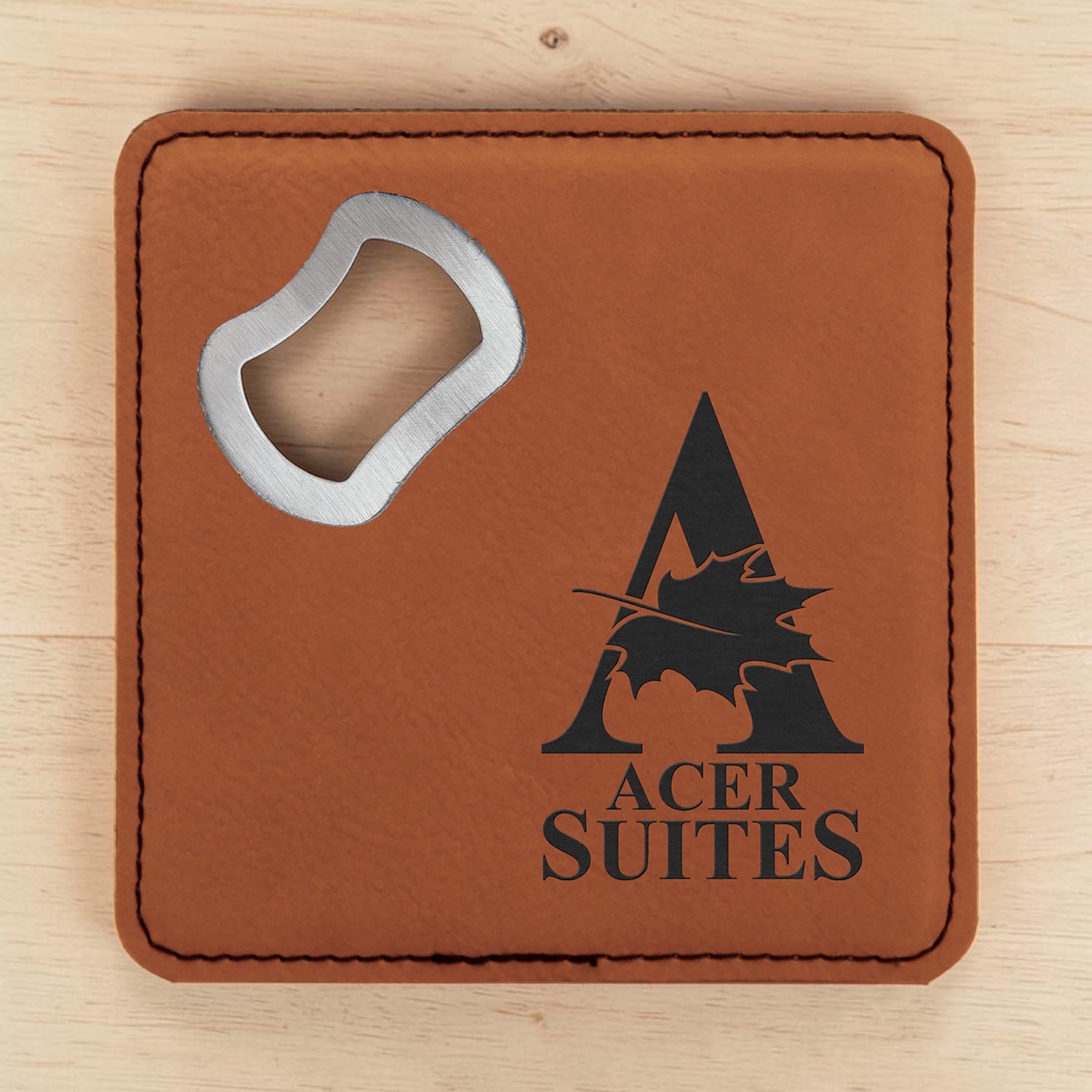 Leatherette Opener Coasters (Set of 4)