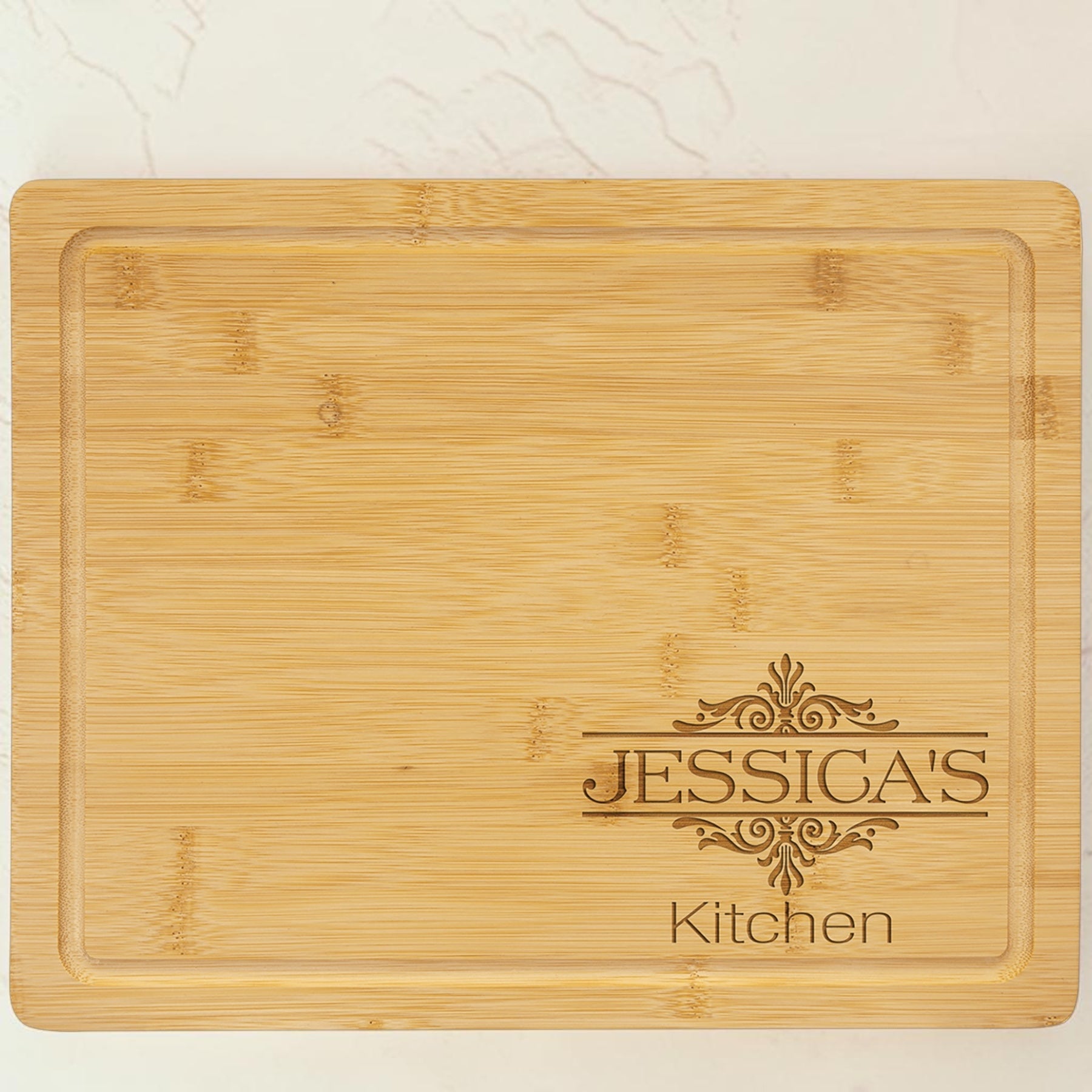 Bamboo Cutting Board with Drip Ring 13 3/4”x11”
